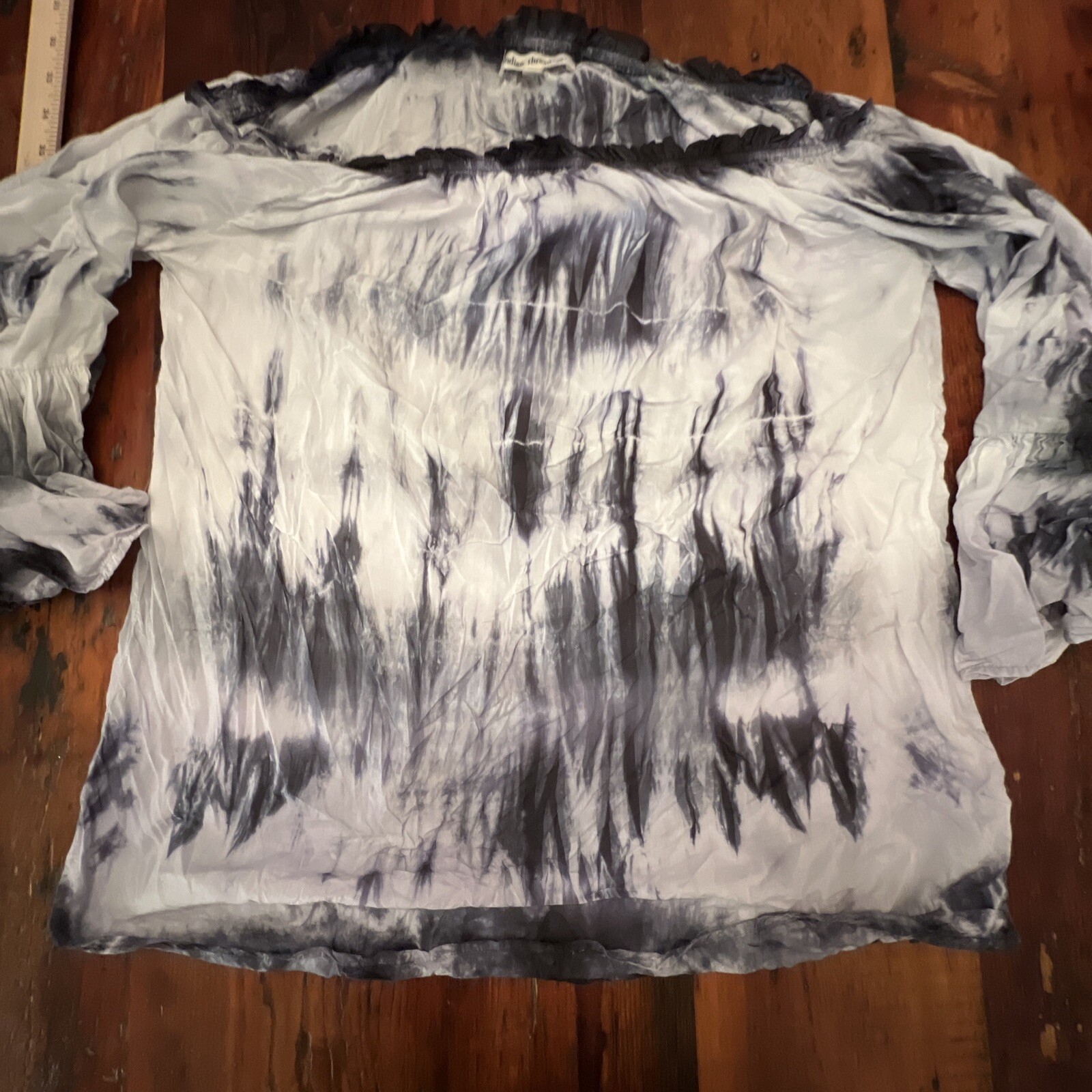 Indigo Thread Co. Top Women’s Bell Sleeve off shoulder Tie-Dyed Blue Medium