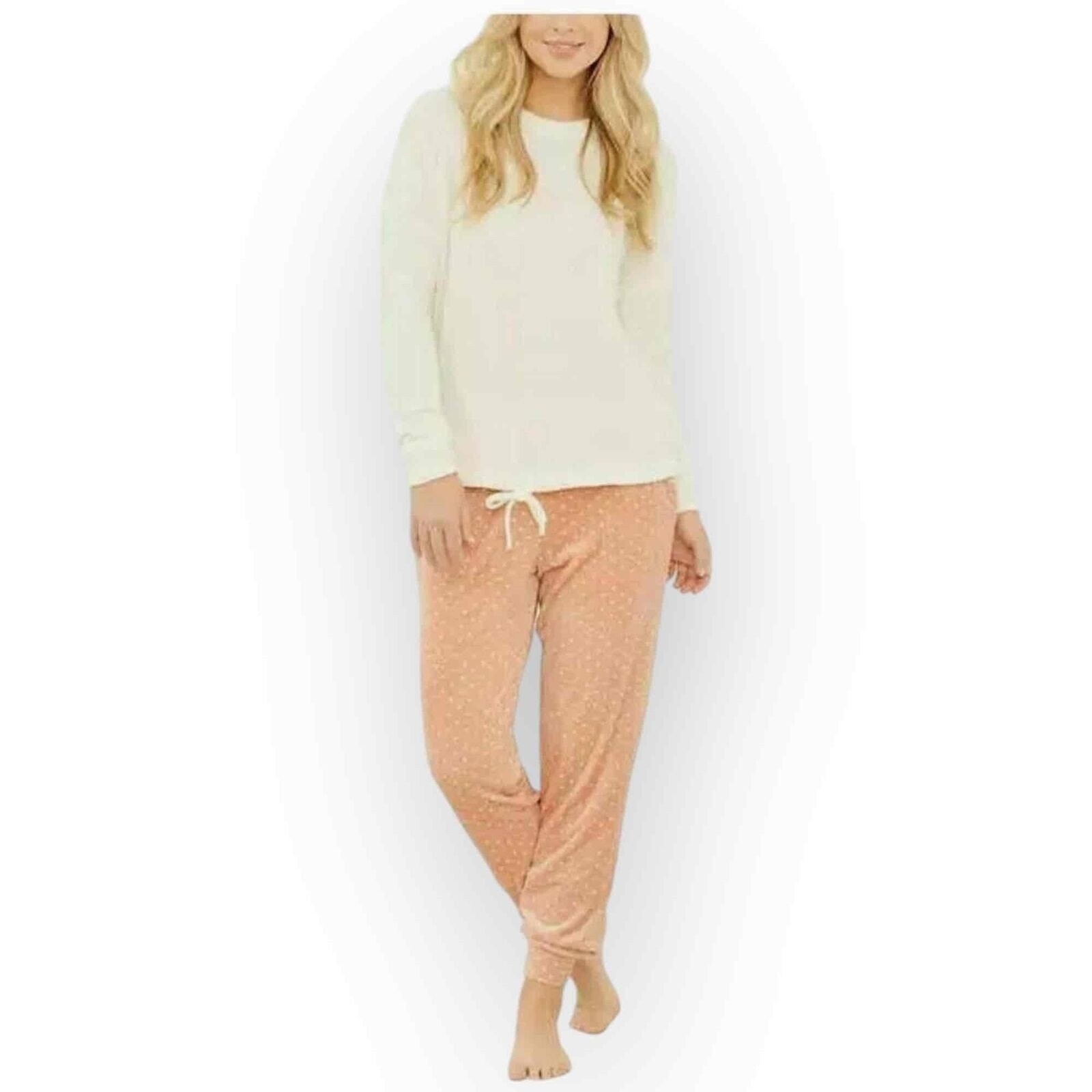 Three Dots Womens 2-Piece Knit Velour Lounge Set with Eye Mask – Medium 188