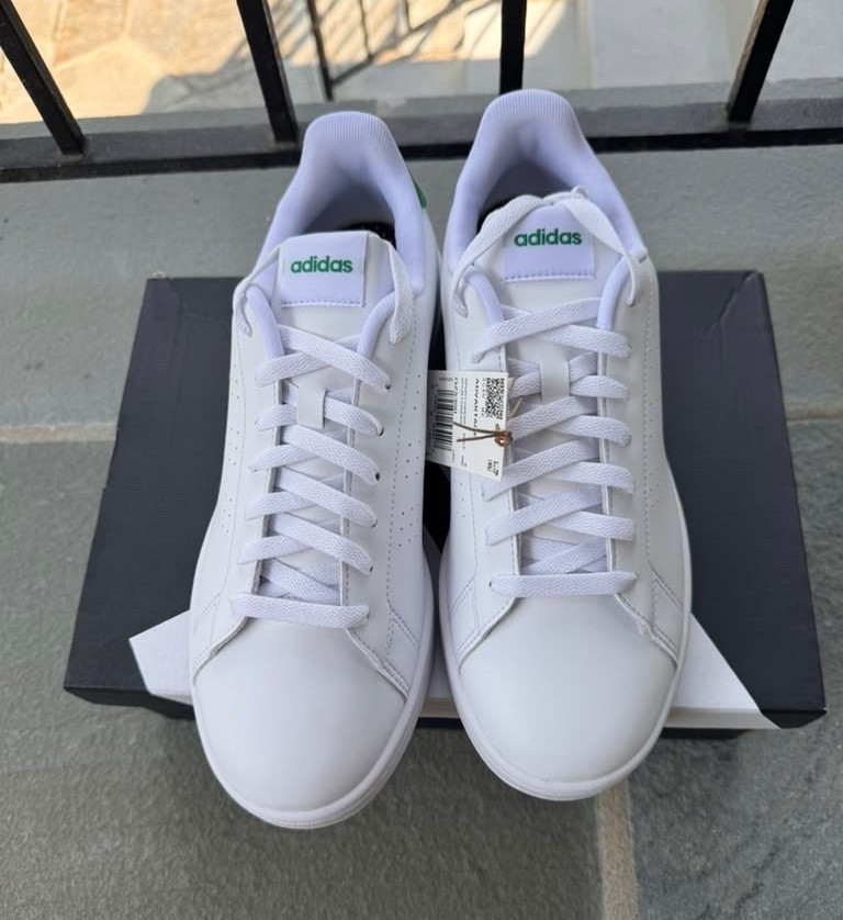 adidas Advantage GZ5300 Men’s 9.5 White Green Cloudfoam Sneakers New in Box