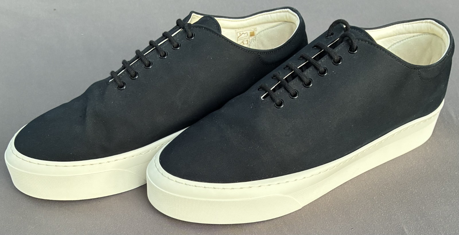 The Row Marie H Lace-up Black Canvas Sneakers Size 42.5