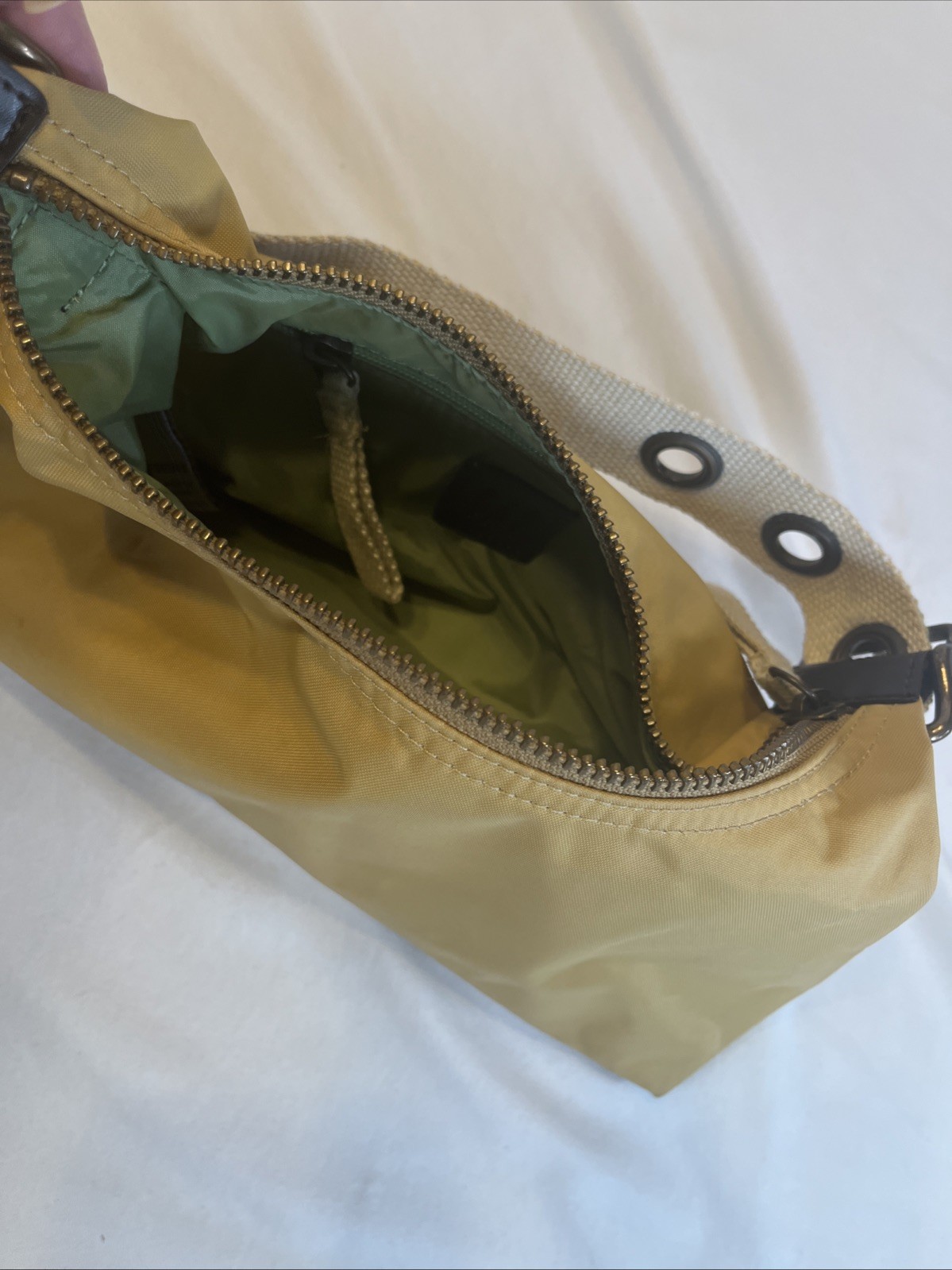 Gap Tan Shoulder Bag Mini Purse Y2K Zip Shut 9.5 x 4.5 Inches Canvas Strap