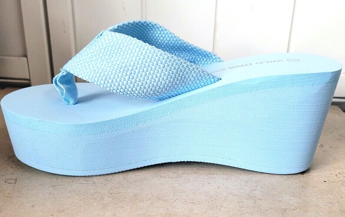WEDGE EVA 3″ WEBBING PLATFORM THONG FLIP FLOPS SANDALS