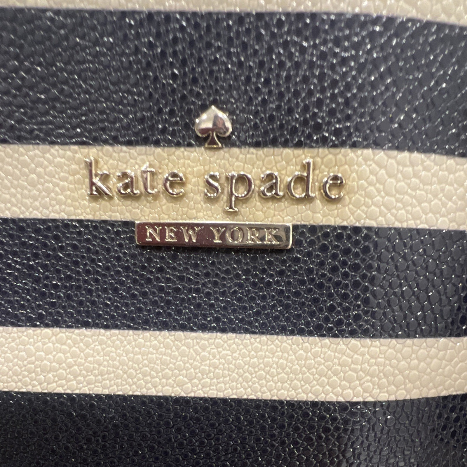 kate spade new york Black/Pebble Striped Satchel Zip, Detachable Strap, Dust Bag