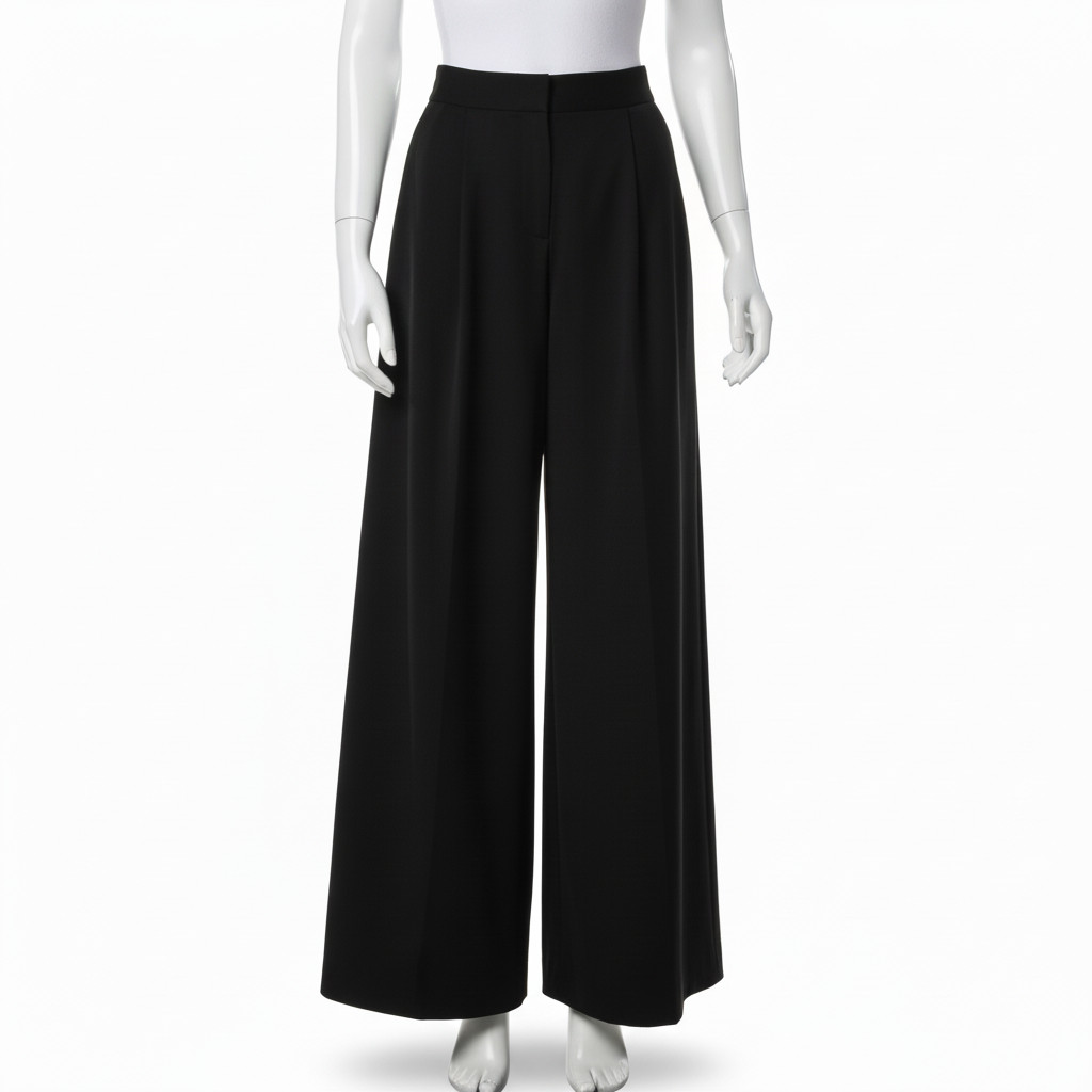 The Row Brand Women’s Black Paras Pleated Wide-Leg Pants Size 4