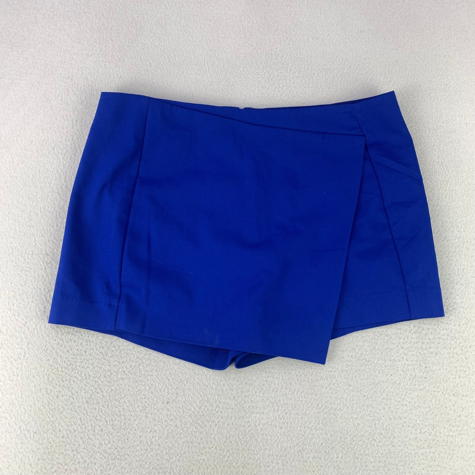 Express Skort Women 10 Blue NWT Mini Asymmetrical Front Wrap Stretch Casual
