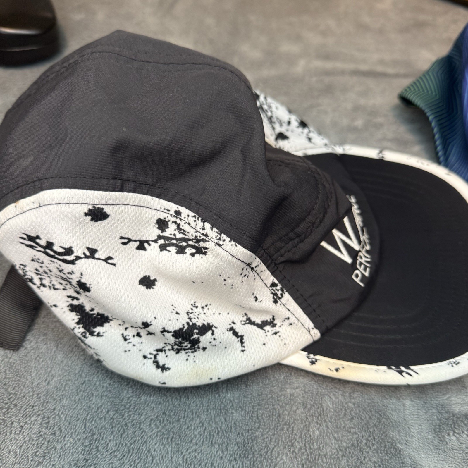BOCO Gear 5 Panel Hat Ironman Triathalon 70.3 Coeur D’alene & Black White Splat