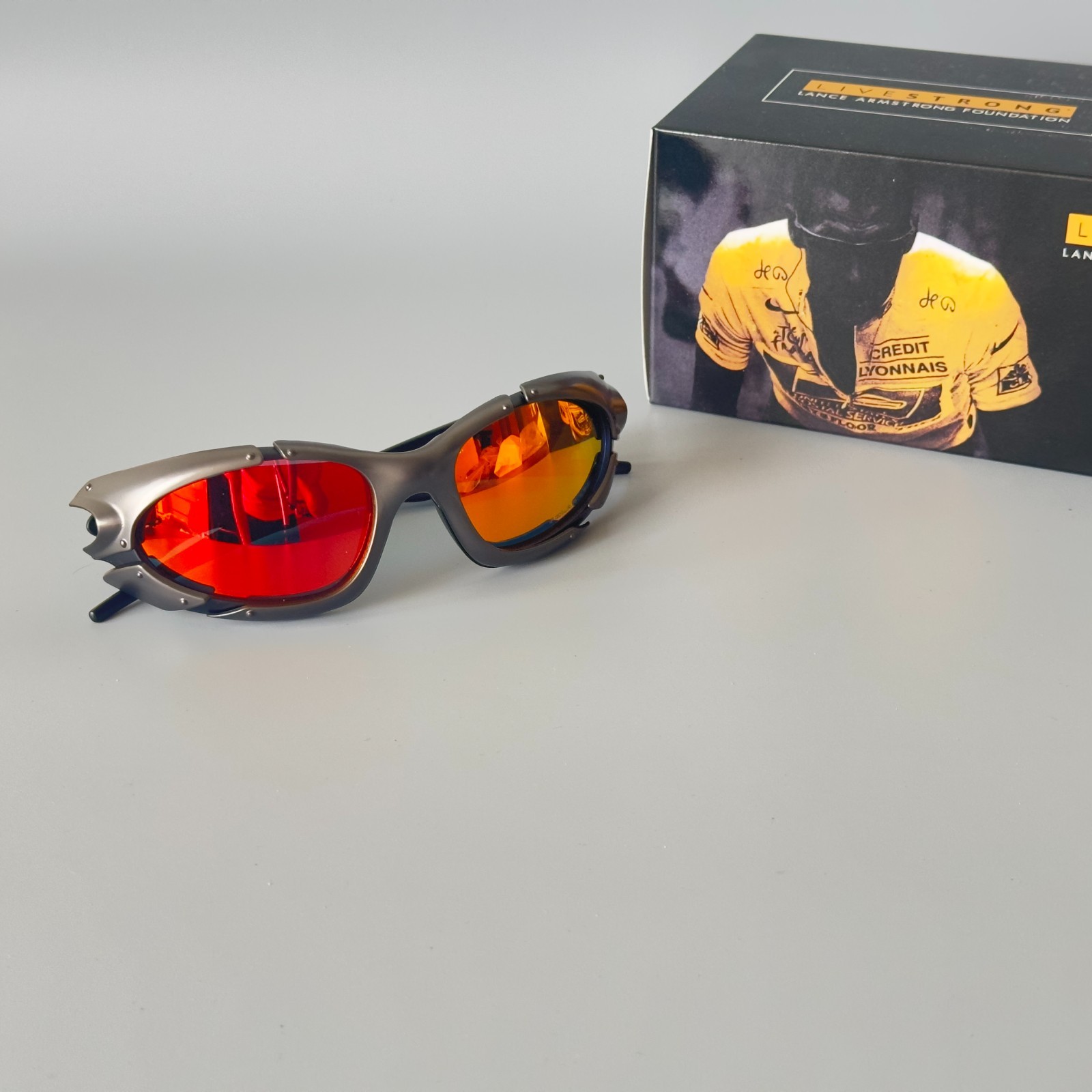 Oakley Plate Vintage 90s Silver Orange Glasses Outdoor Polarized Y2K GorpCore