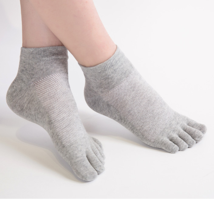 100% Cotton Low Cut Five Finger Toe Sport Breathe Solid Ankle Women Socks 5 Pack