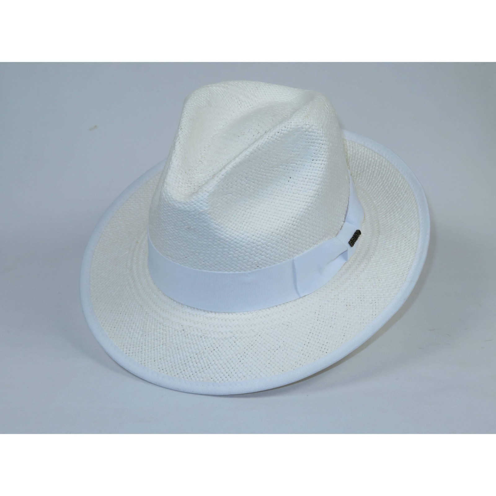 Men’s Bruno Capelo Genuine Straw Hat Snap Brim Fedora PANAMA PM593 White