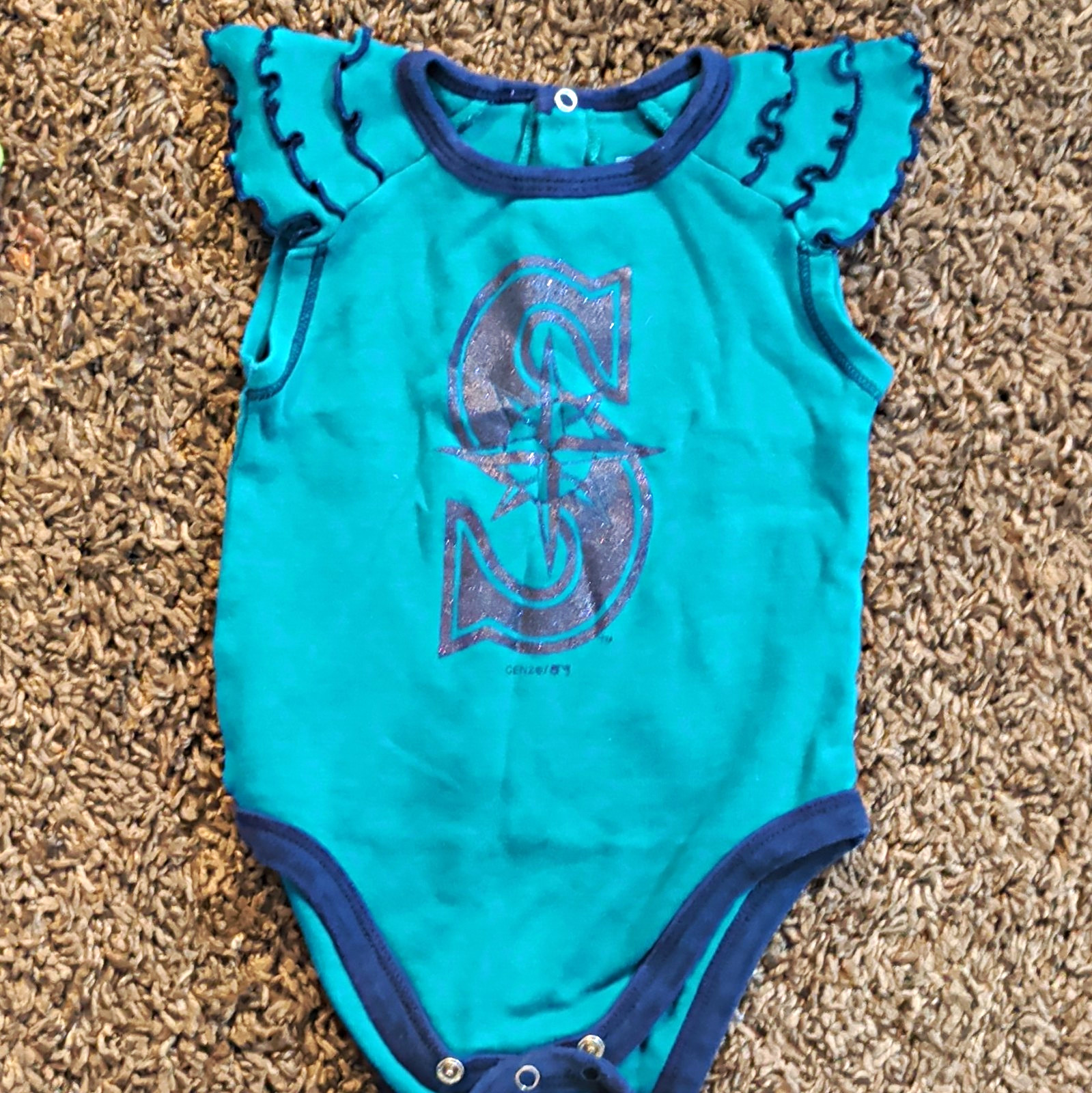 Genuine Merchandise by Gen2 Seattle Mariners Logo Baby Bodysuit Teal 3-6M