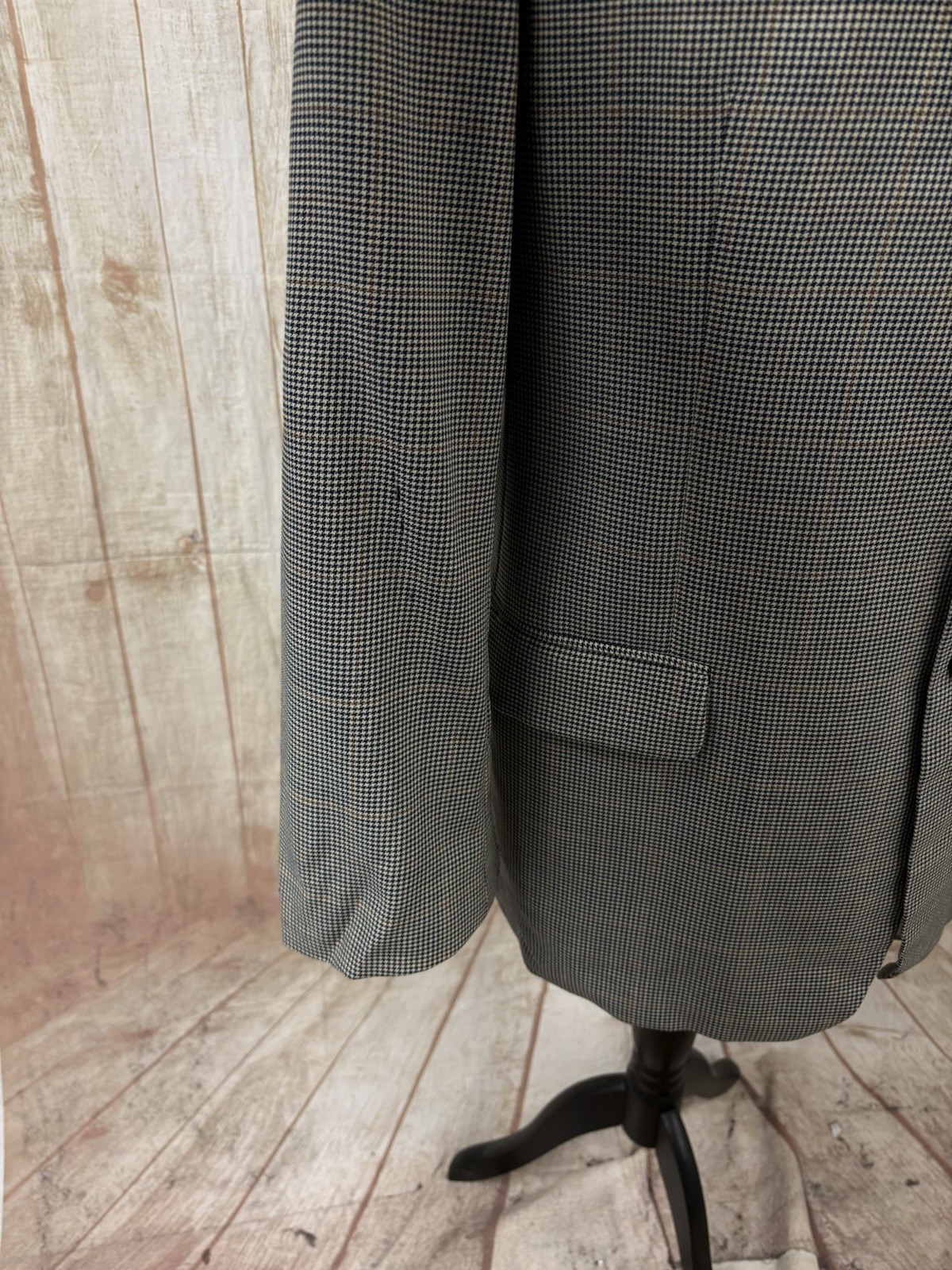 Mens 44 46 LONG Wool Blazer Jacket M&S St Michael Vintage Tweed Check Houndstoot