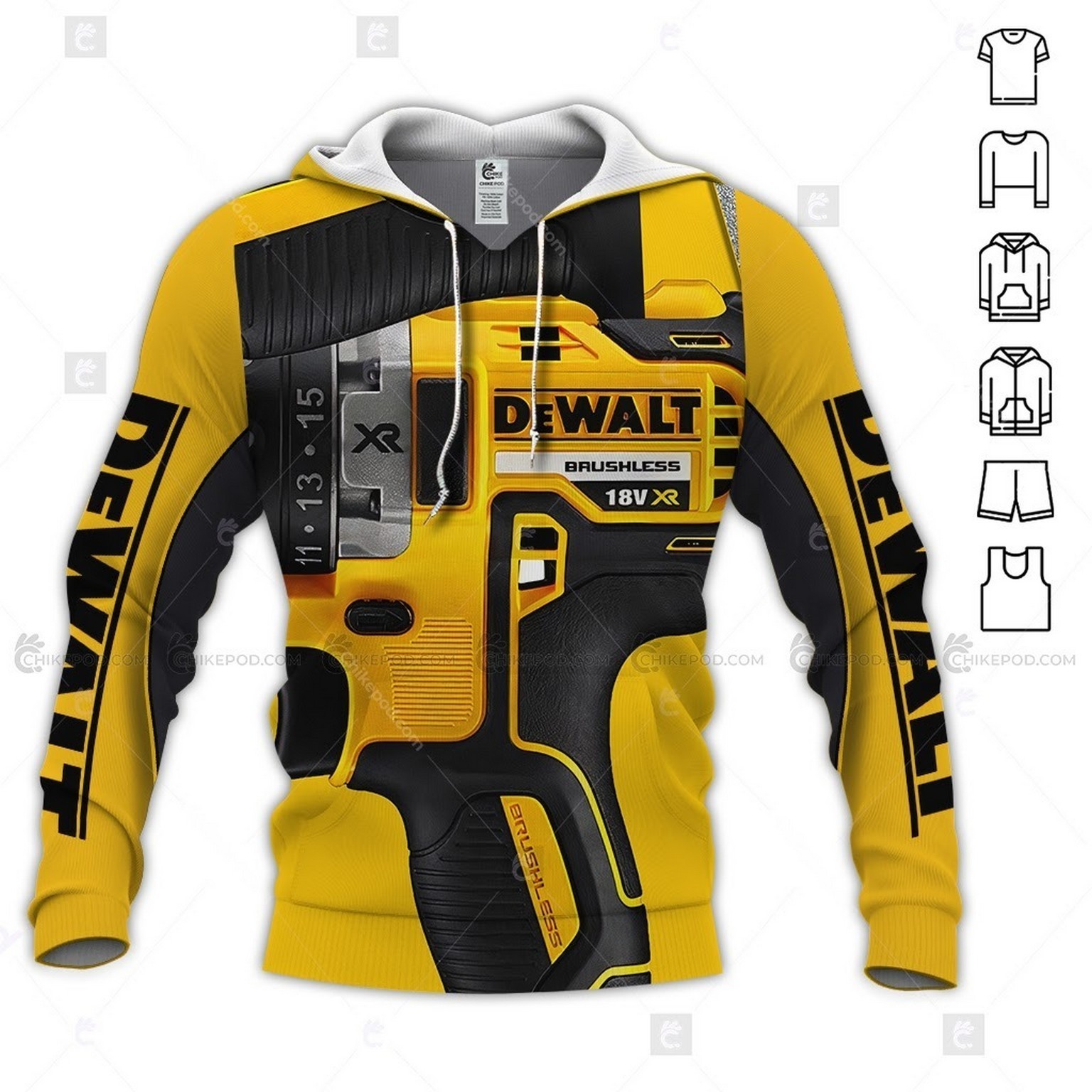 New DeWalt Hand Tool 3D All Over Printed Clothes Lightweight Hoodie Size S To 5X
