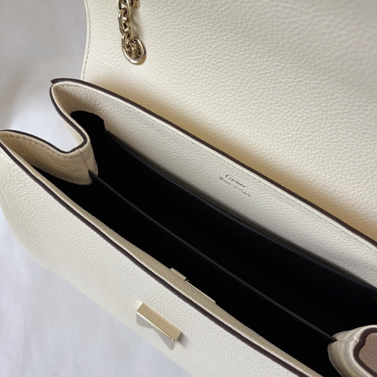 CARTIER Panthère Graphique Small Bag Cord Beige Handbag Purse Italy EXCELLENT