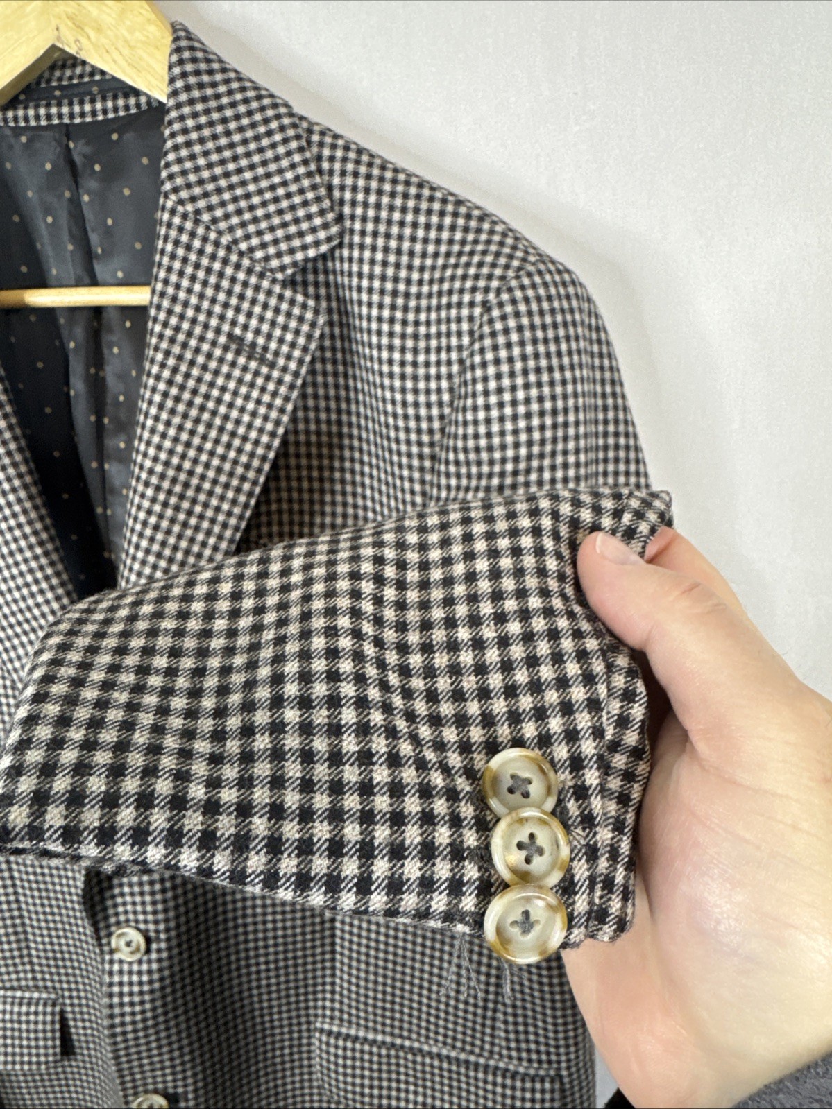 Sand Copenhagen Reda 1865 Wool Blazer Houndstooth Black White Men 42