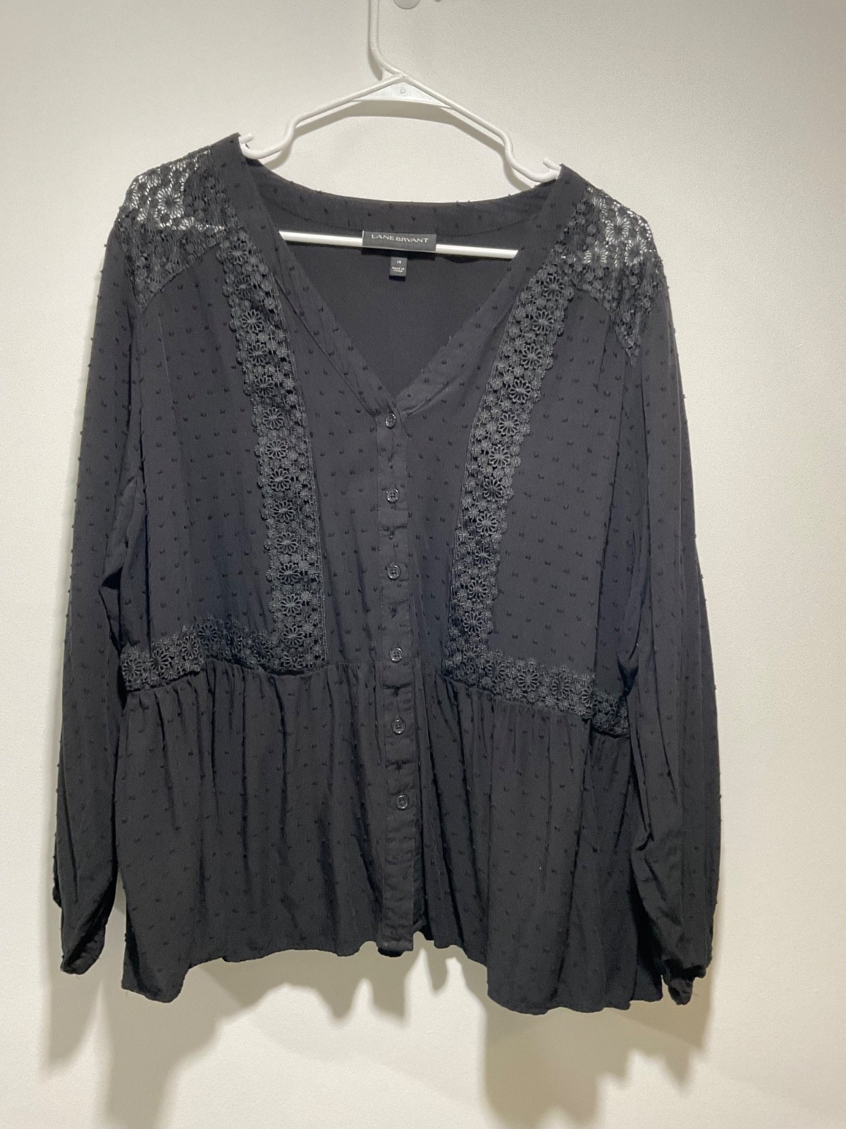 Lace Top Womens 18 Whimsigoth Dark Romantic Babydoll button up Lane Bryant