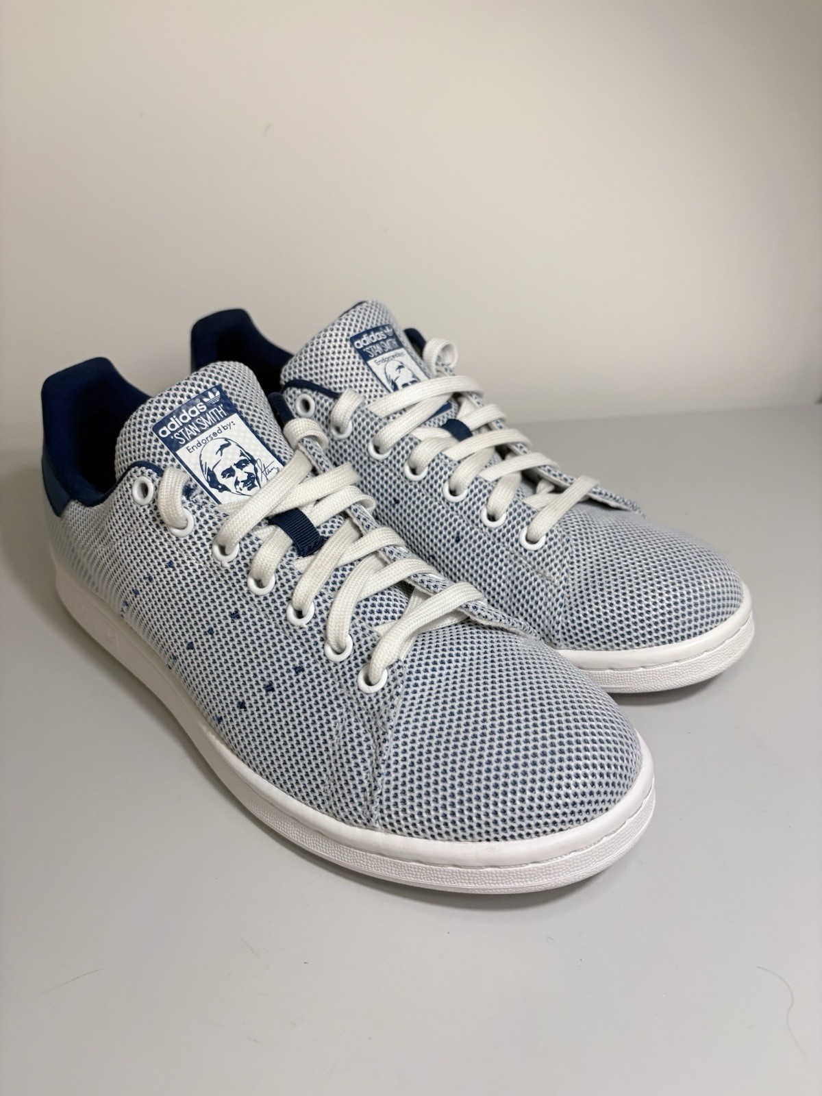 adidas Stan Smith Mesh S81874 Men’s 11 White Blue Sneakers Rare 2016
