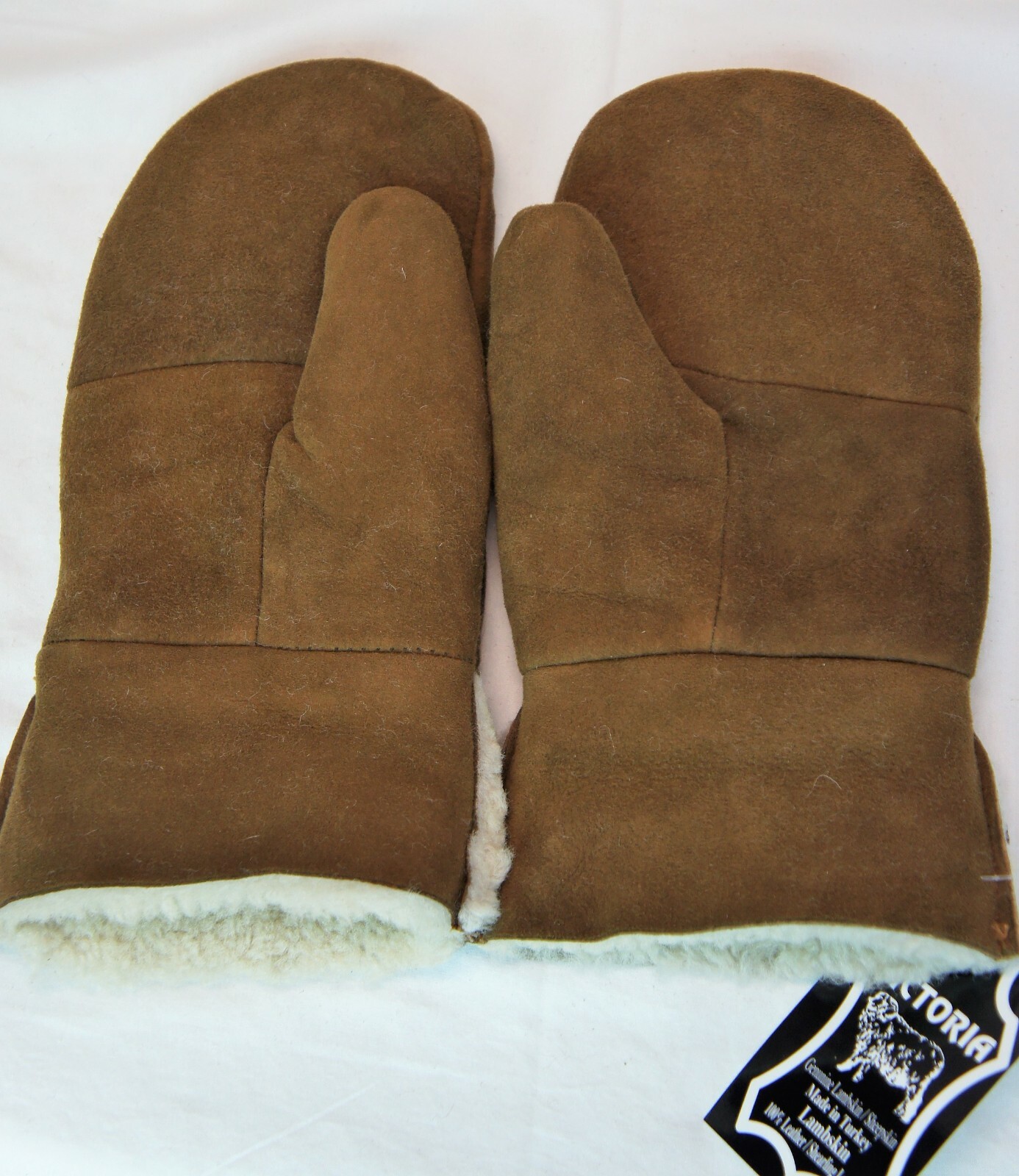 REAL GENUINE SHEEPSKIN SHEARLING LEATHER MITTENS UNISEX TOFFEE BROWN SUEDE S-2XL