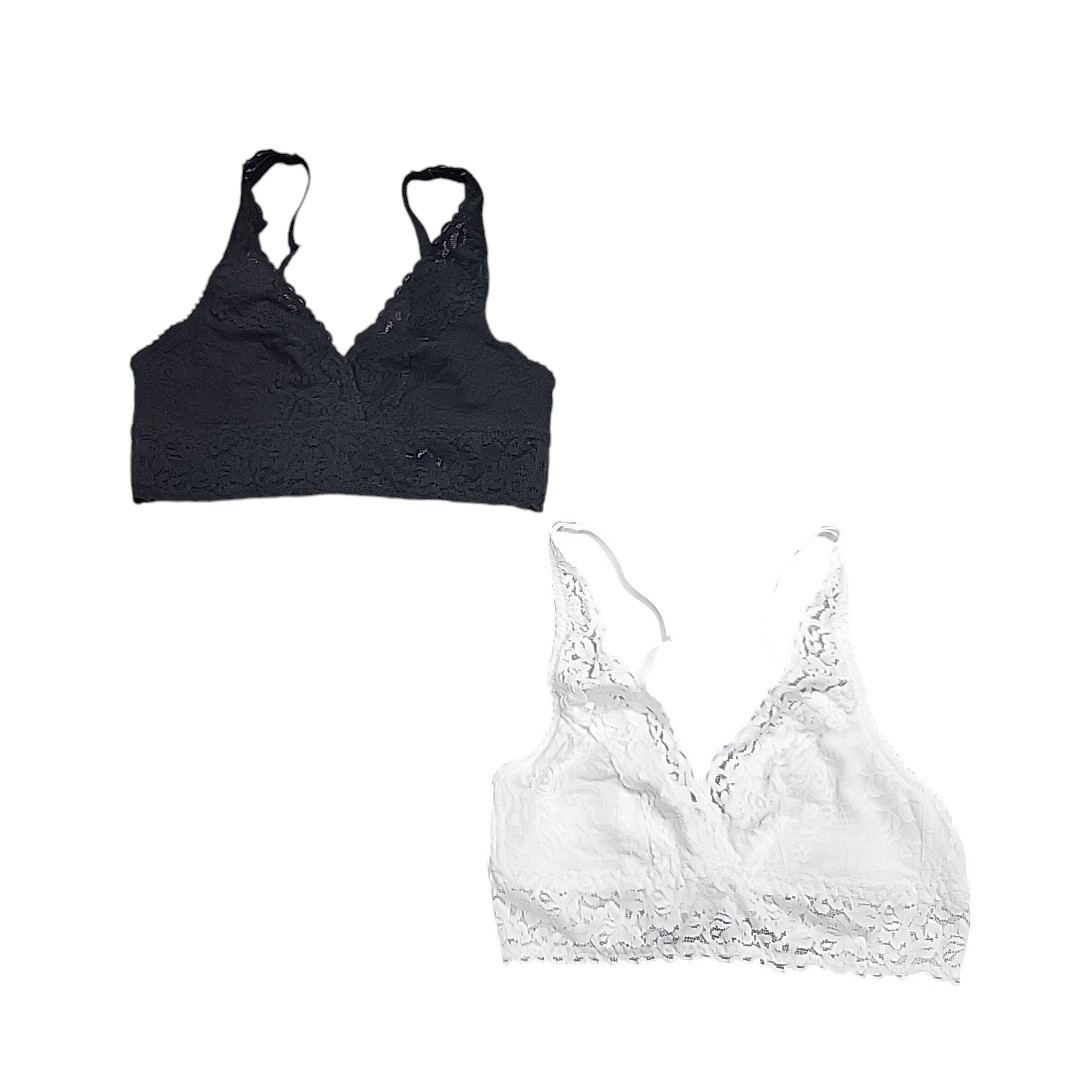 Felina Women’s Set of 2 Wirefree Lace Bralette Small Sz Black White Modern Bras