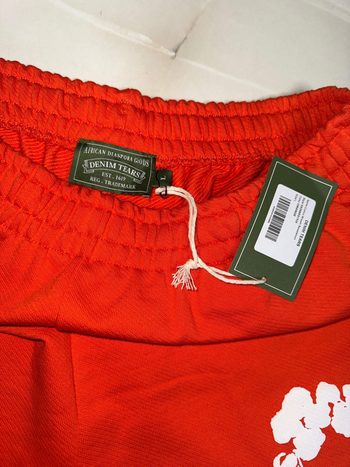 Denim Tears Cotton Wreath Sweat Shorts Dark Orange 100% Authentic