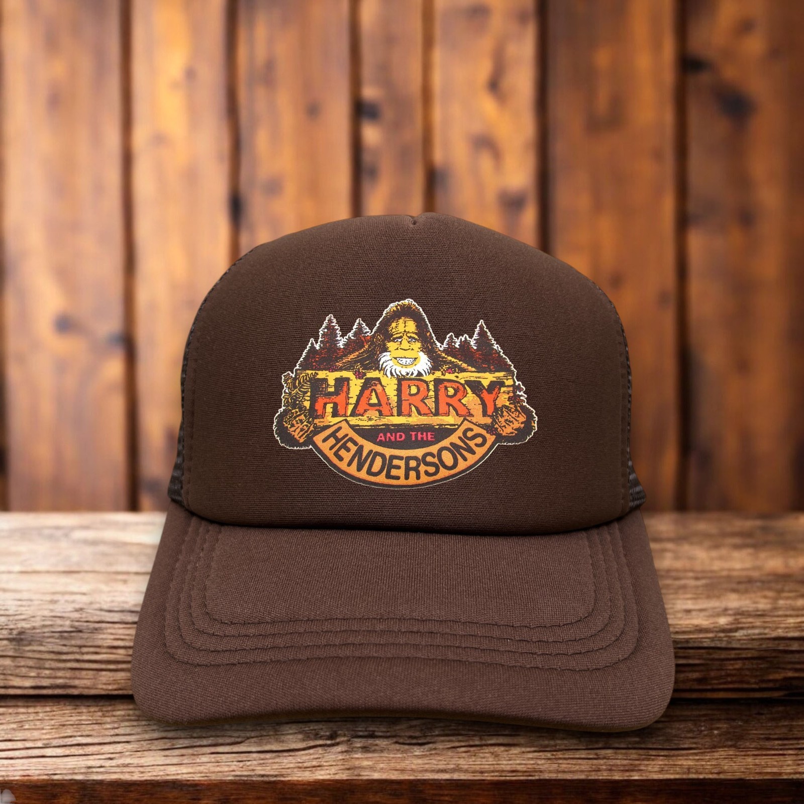 Harry and the Hendersons Mens Trucker Hat Brown 80s Cult Comedy Movie Cap