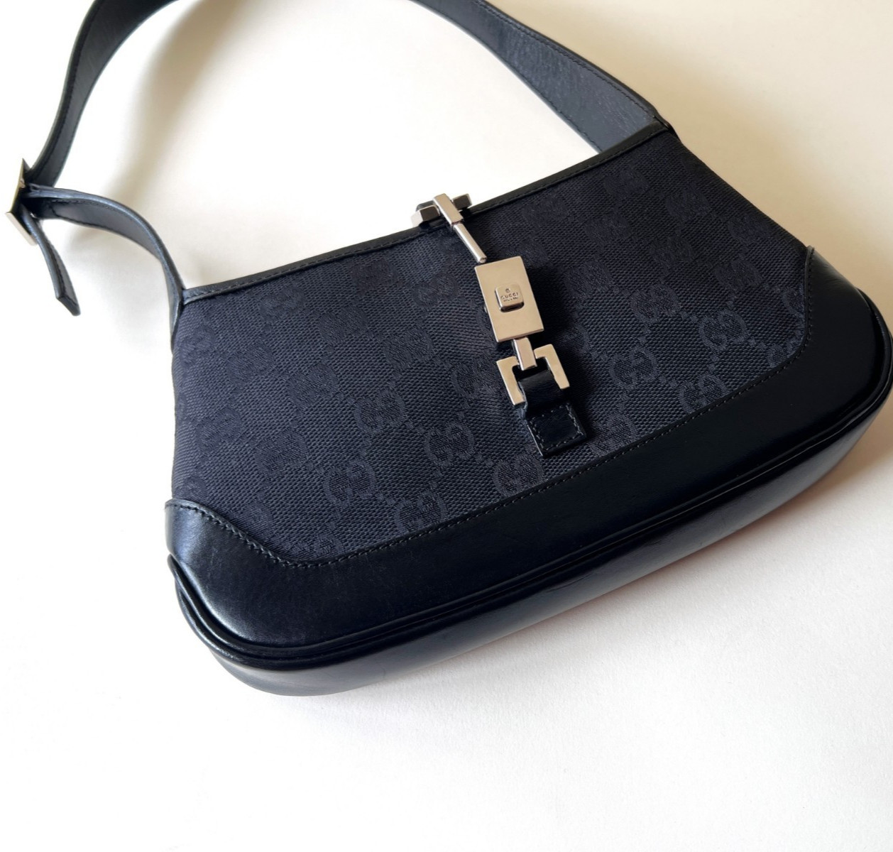 GUCCI by Tom Ford Black GG Monogram Mini Jackie Bag from early 2000s Authentic