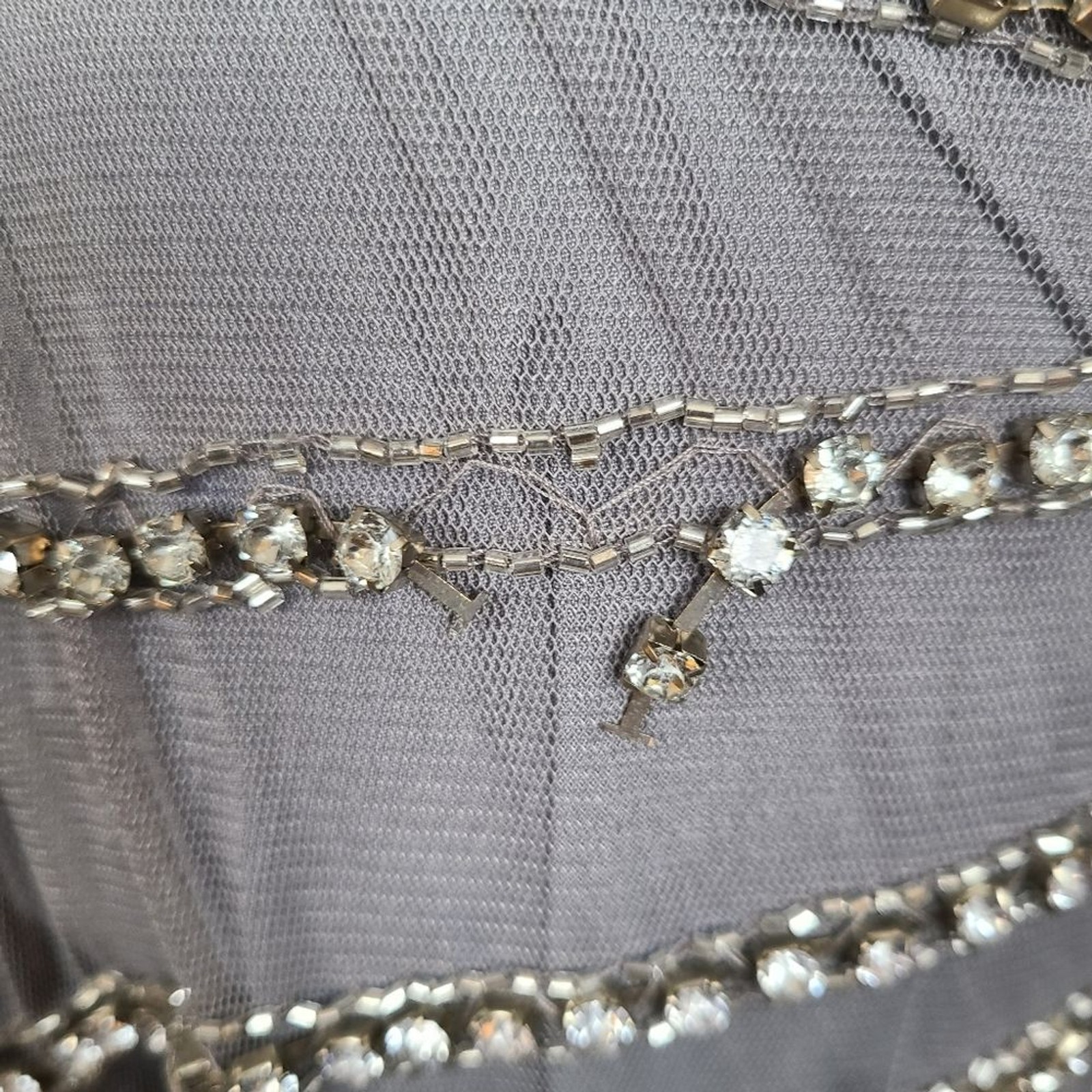 ASOS Design Size 14 Last Showgirl Silver Rhinestone Halterneck Fringed Dress NWT