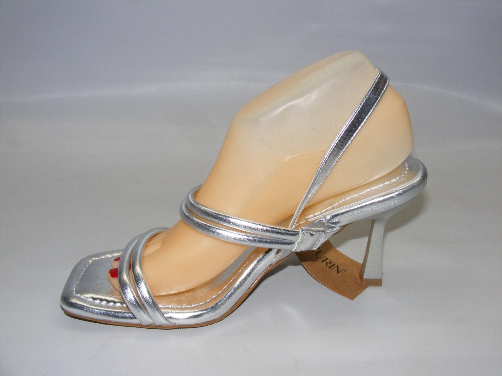 Zurin Silver Strappy Heels Size 9 M Sandals Square Open Toe Dress Wedding Party