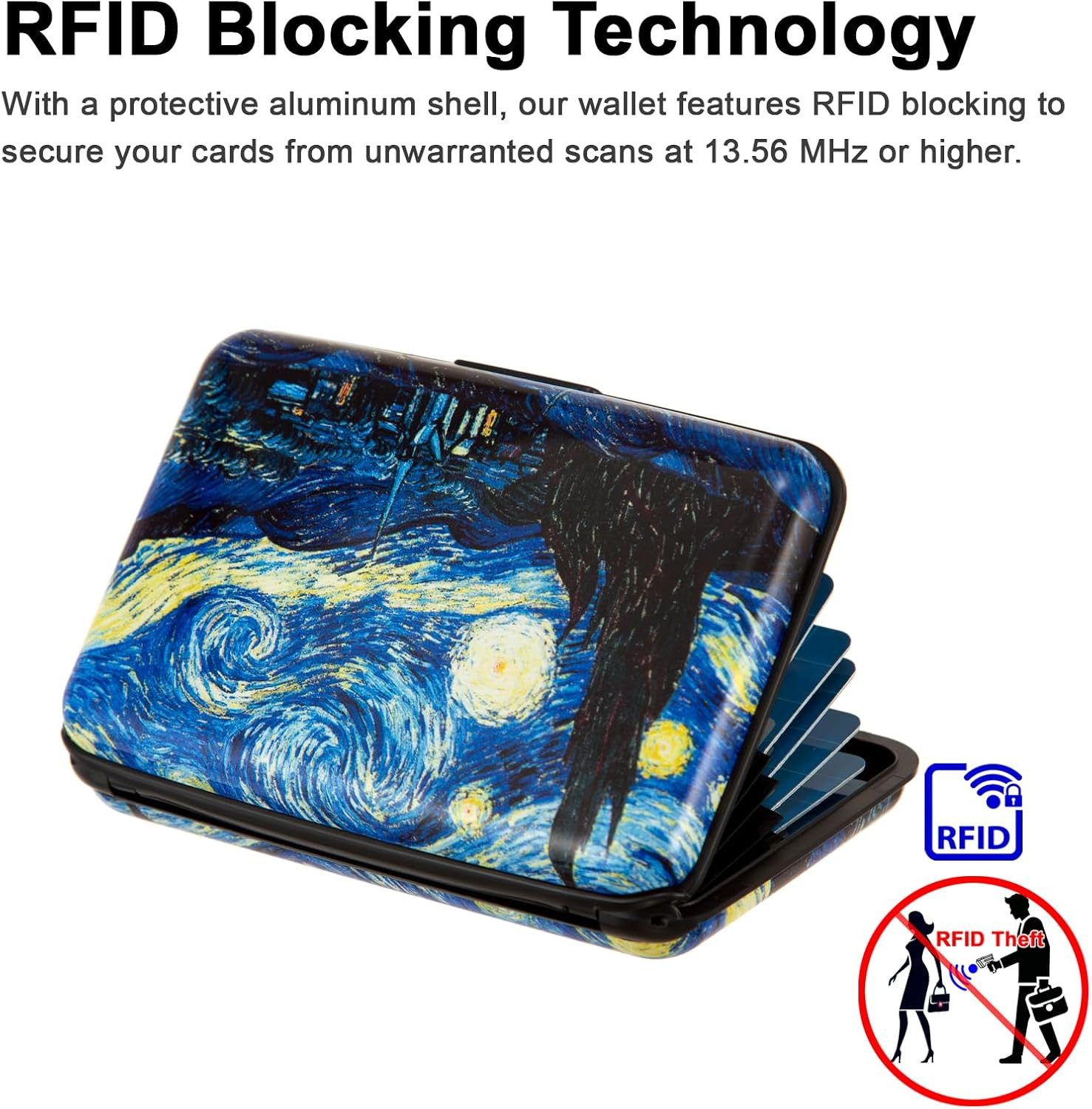 RFID Blocking Aluminum Credit Card Holder – Van Gogh Starry Night Design
