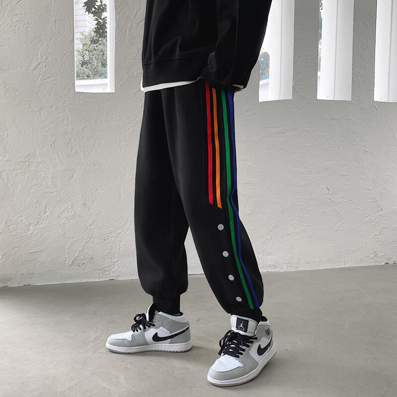Man Casual Joggers Cargo Pants Sweatpants Trousers Streetwear Color Embroidery