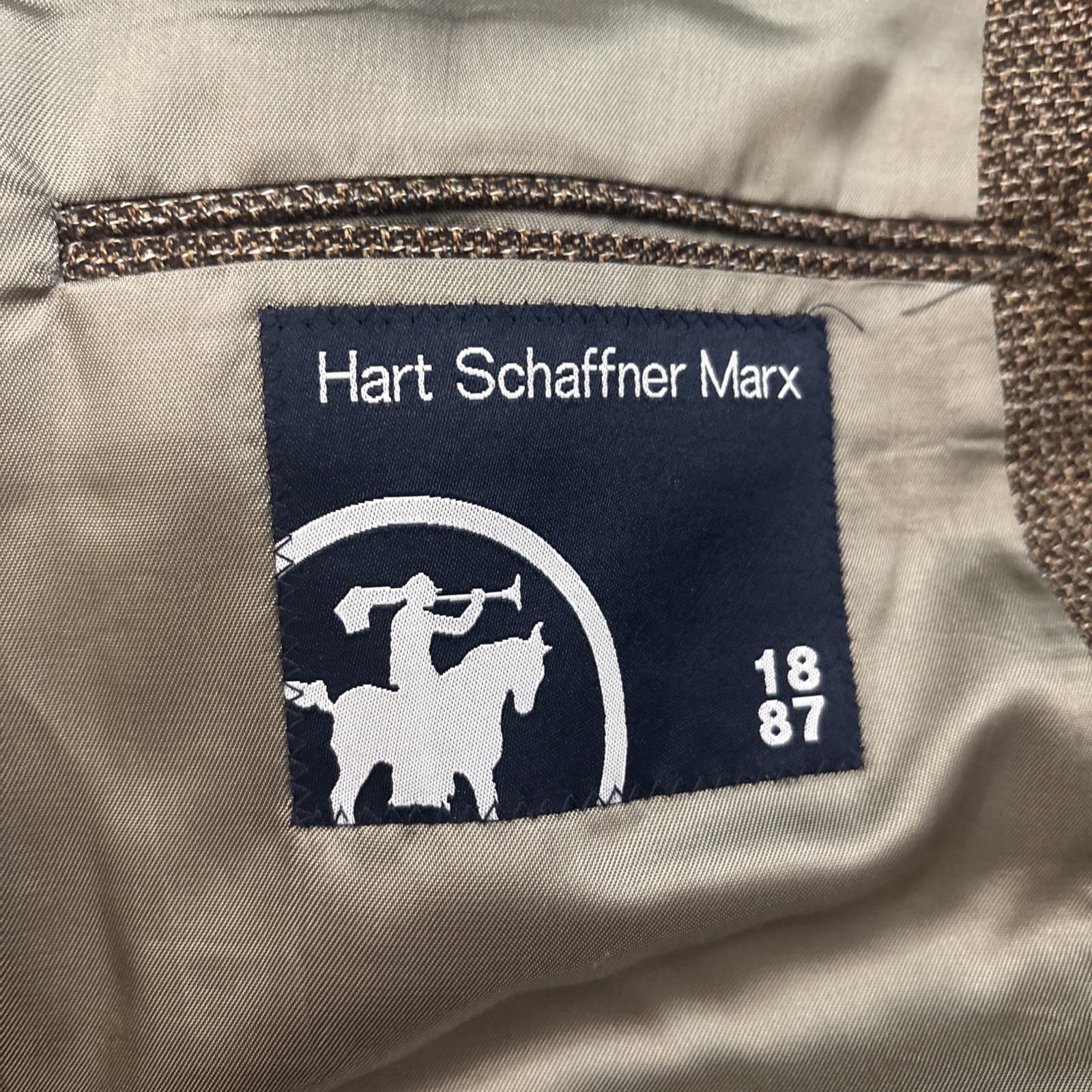 Hart Schaffner Marx Men’s Brown Suit Jacket Size 48L Made In USA