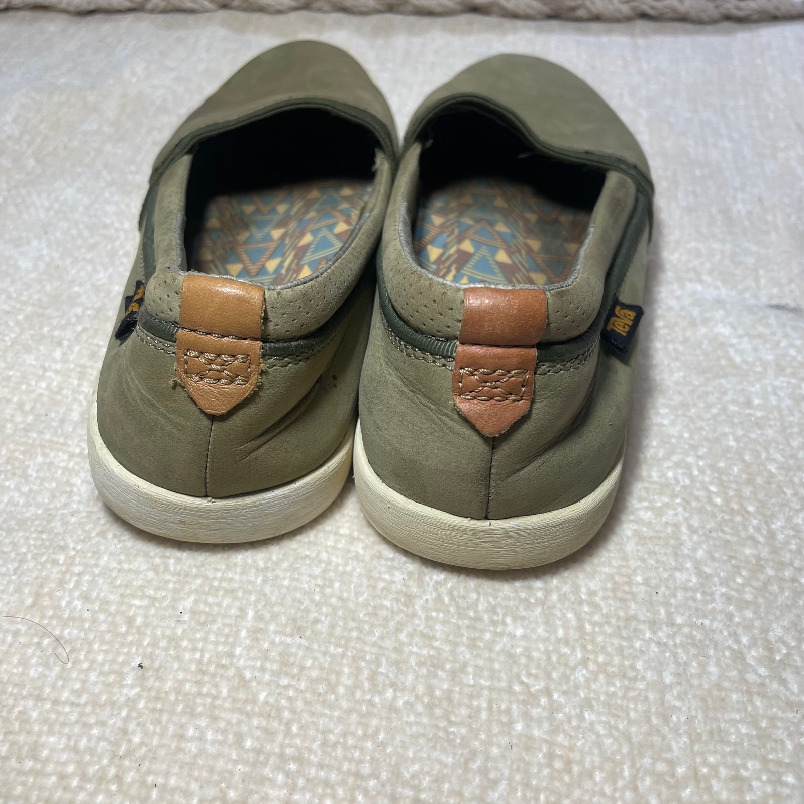 Teva Willow Green Olive Nubuck Slip On Shoes SIZE 6.5 LEATHER