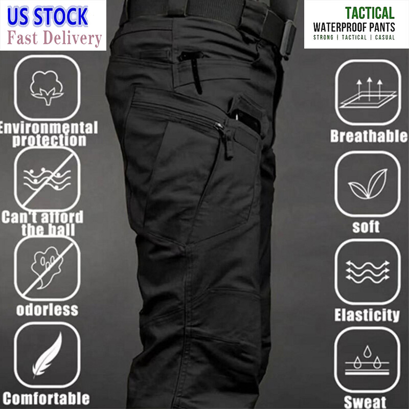 Tactical Pants Mens Cargo Pants Waterproof Work Hiking Combat Outdoor Trousers