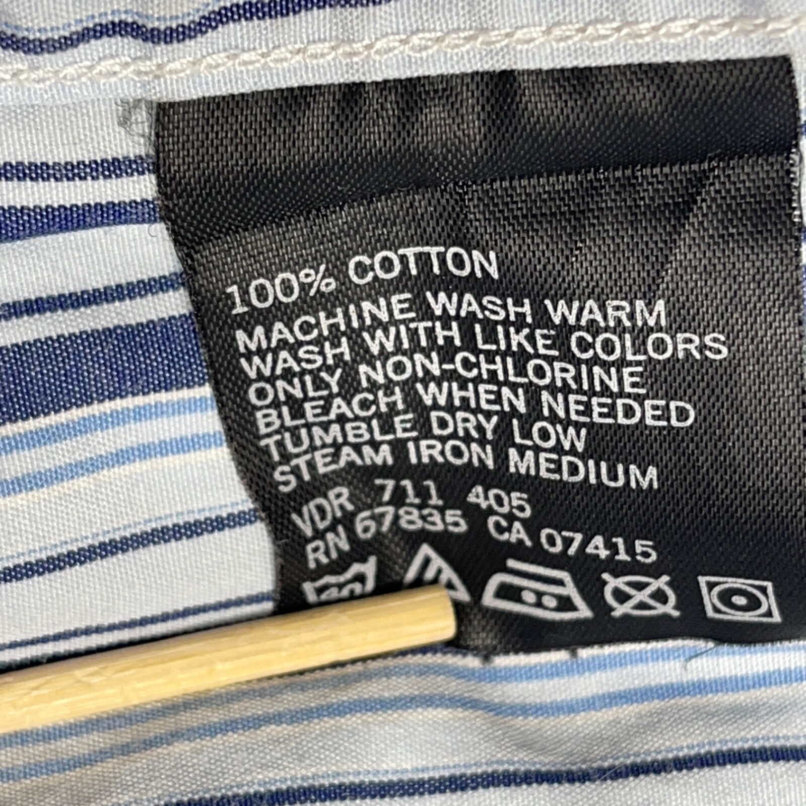 Nautica Shirt Mens Large Blue Stripe Button Up Dress Two Ply Cotton Preppy