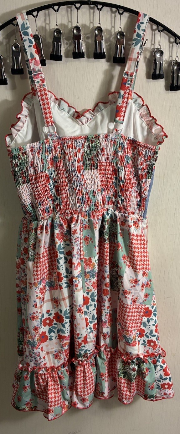 SHEIN Cottagecore Patchwork Floral Dress XS Cottage Lace Up Corset Smocked