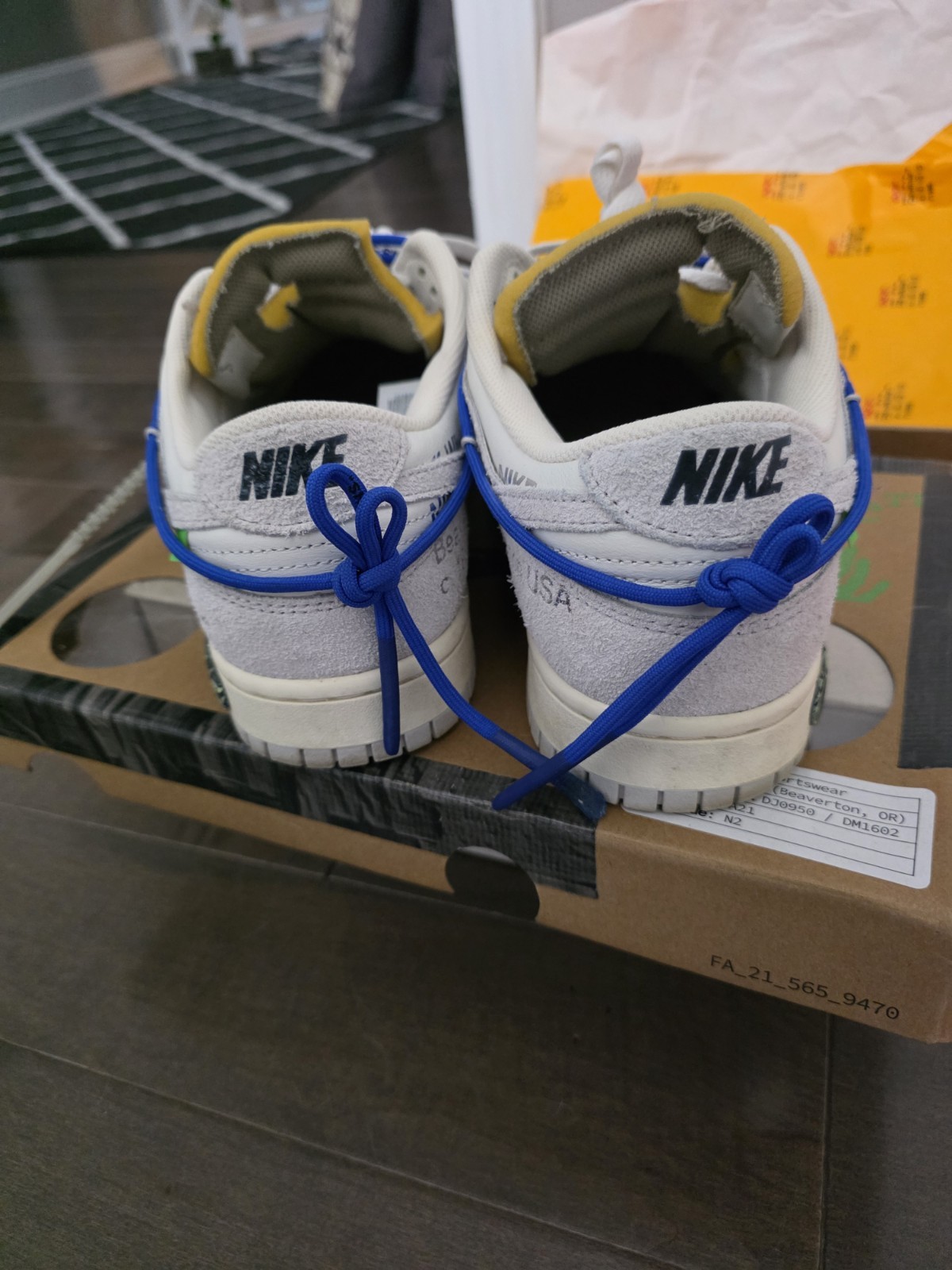Nike x Off-White Dunk Lot 32 Size 11 Grey Blue White Virgil