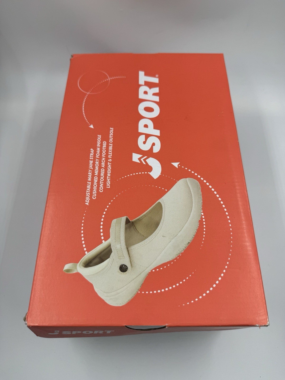 Jsport Womens Shoes Beige Mary Jane Memory Foam Contoured Arch Lightweight 8