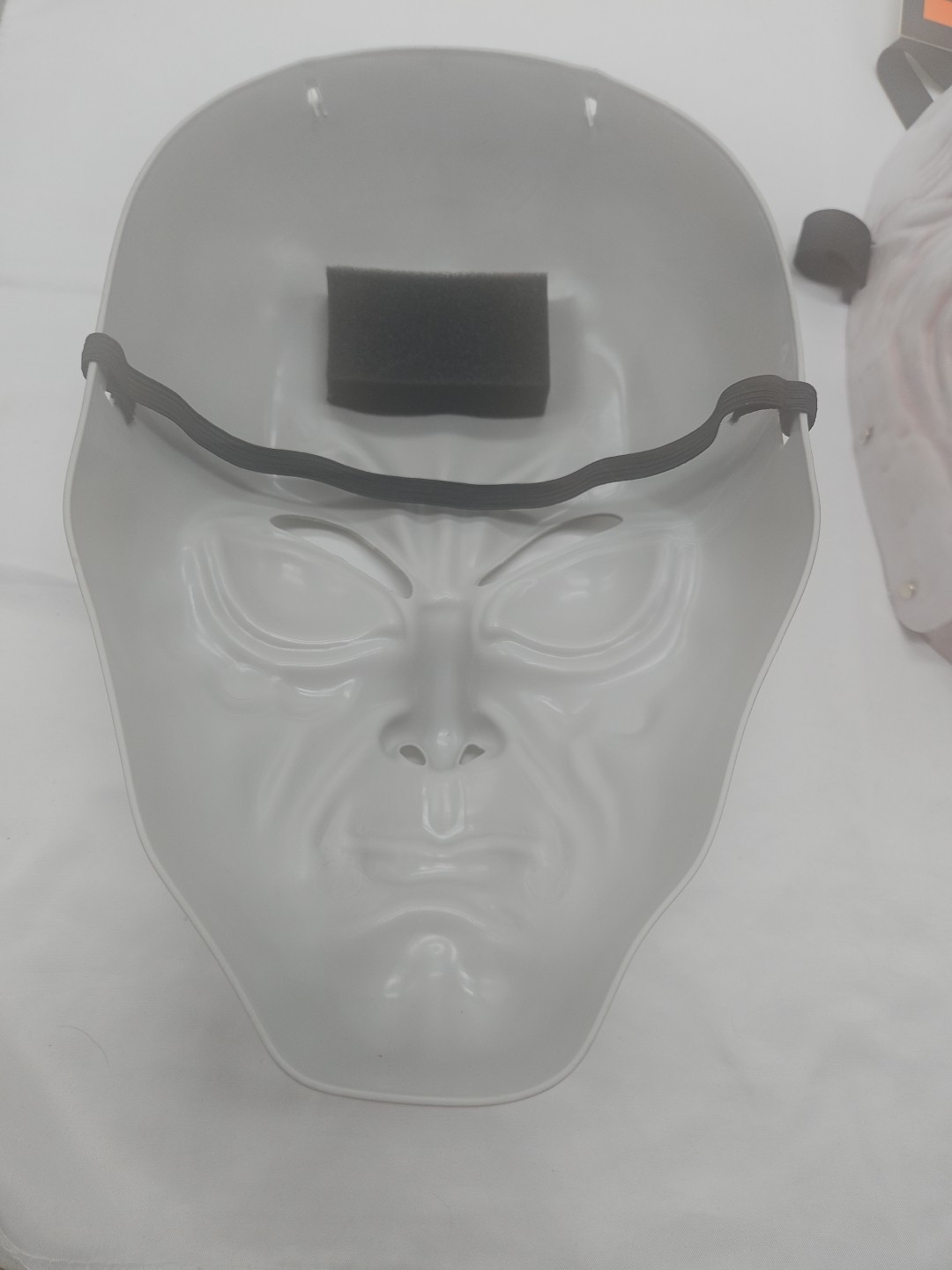 Lot of Two Halloween Masks Glow In Dark Alien And Moveable Clown Jaw Mask