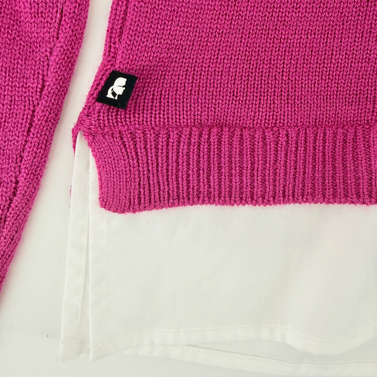 Karl Lagerfeld Layered Look Collared Sweater Womens Sz Small Pink Rhinestone