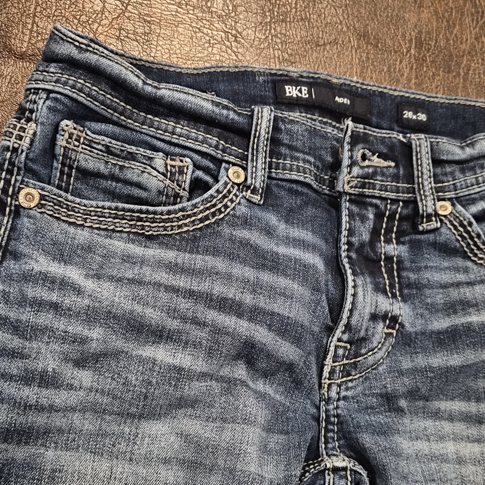 BKE Regular Bootcut Denim Jeans Blue Medium Wash Solid Men BKE Aiden 28X30 B326