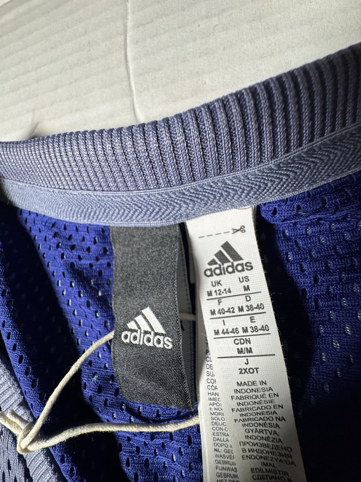 Pre Owned Excellent Adidas Mesh Crop Top Jersey 2 Layer Lavender Royal Blue Sz M
