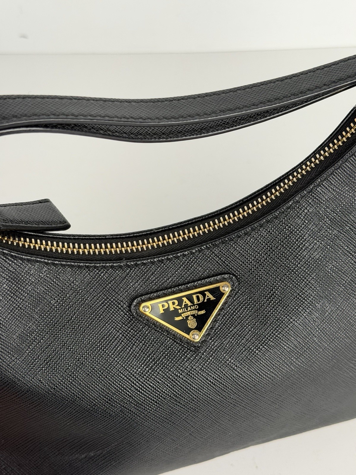Prada Re-Edition 2005 Saffiano Leather Mini Bag in Black with Key Ring D-3