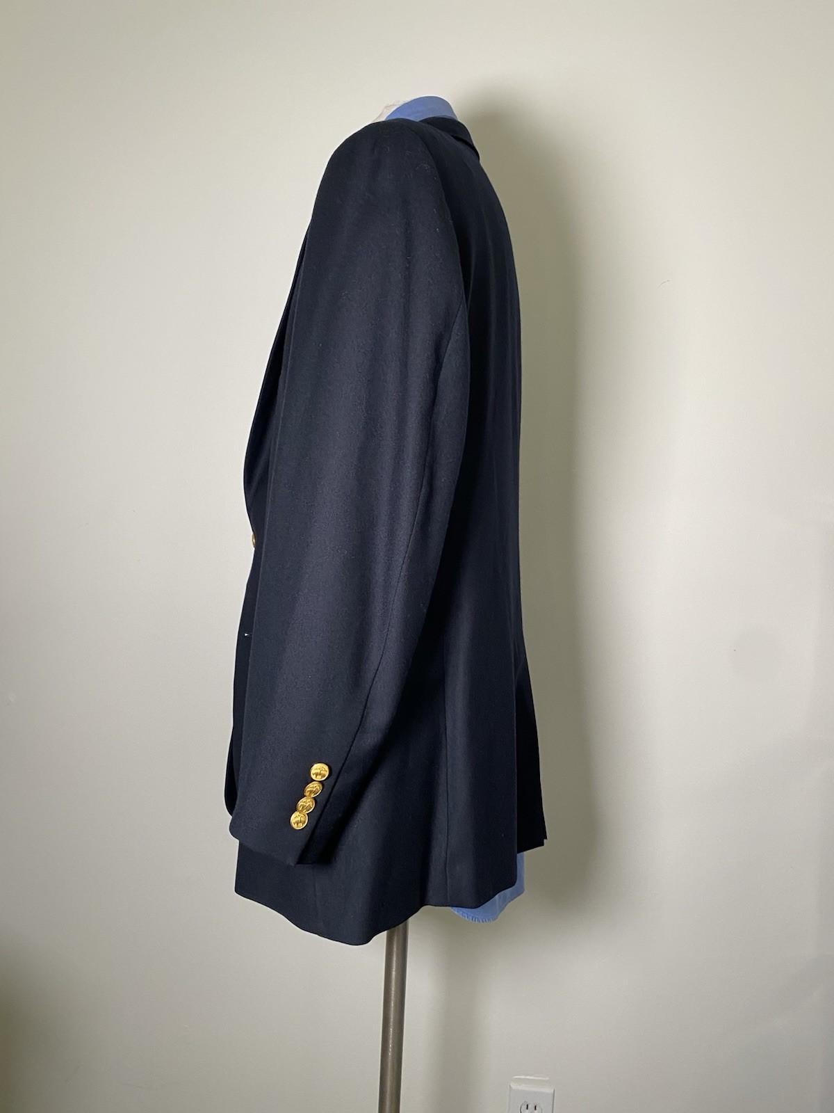 44S BROOKS BROTHERS Italian fleece Logo Gold Button Flannel Wool Tweed Blazer