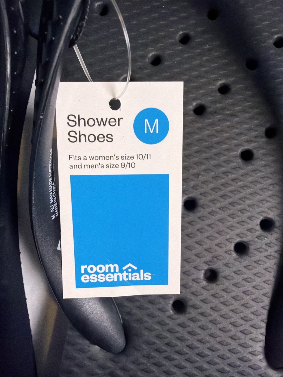 Room Essentials Black Unisex Shower Shoes Sz M Womans 10 Mens 9/10 Dorm Pool New