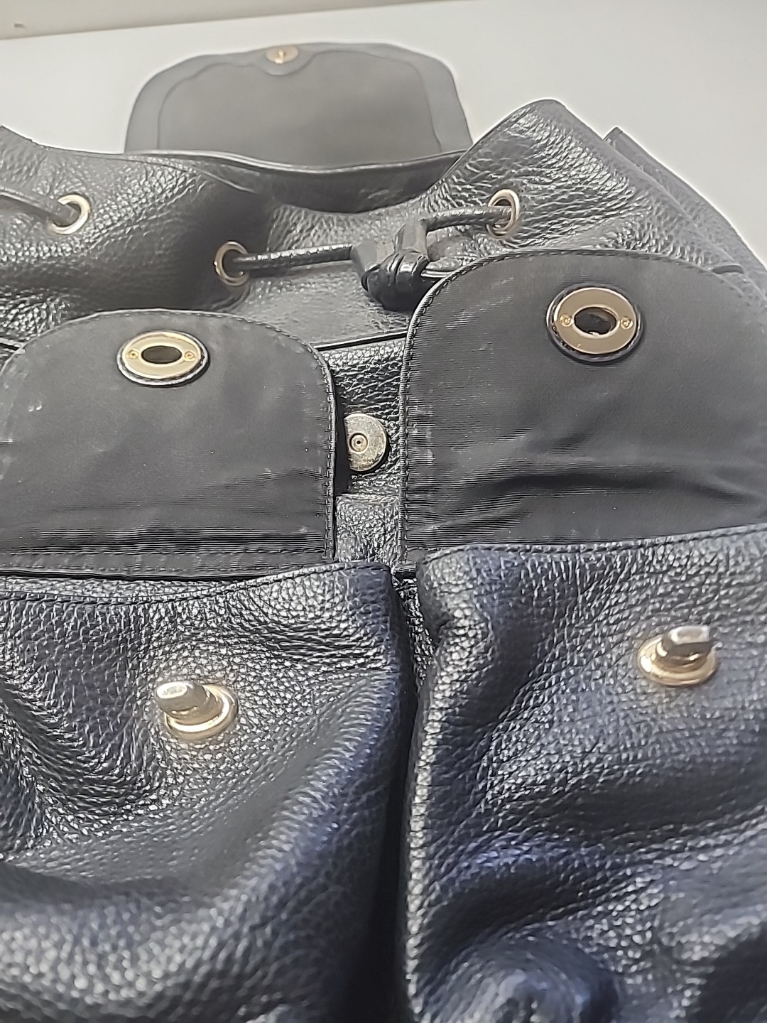 Coach Billie Black Pebbled Leather Turn Lock Drawstring Backpack F37410