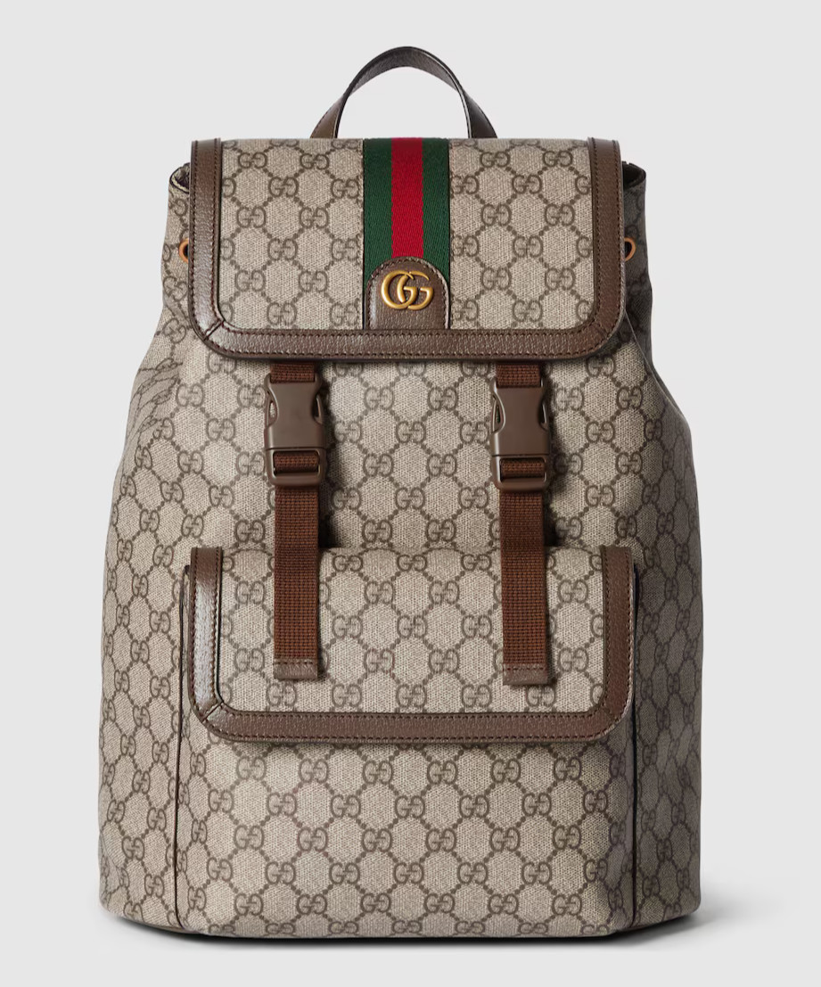 GUCCI OPHIDIA SMALL BACKPACK Beige & Ebony GG Supreme Canvas. # 792114FADMF9794