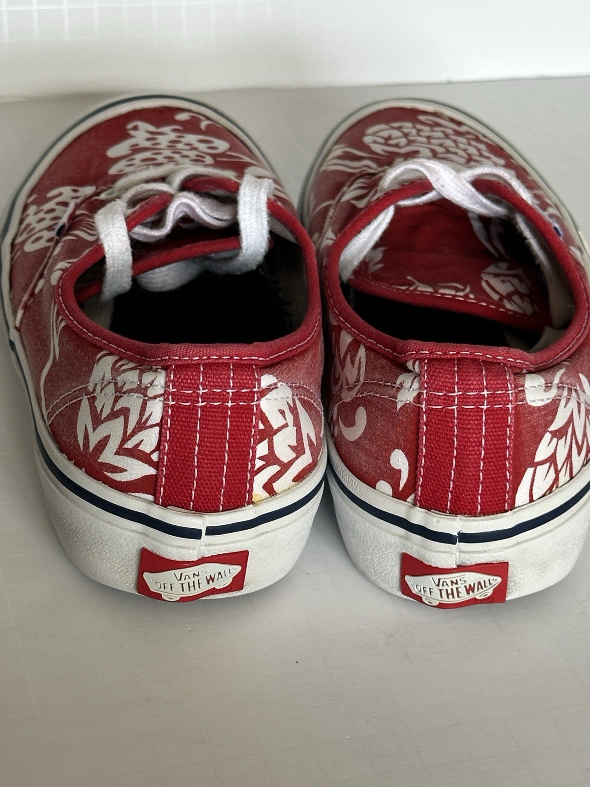 Vans Authentic Pro Hawaiian Floral Red Canvas Skate Shoes Men 6.5 Women 8