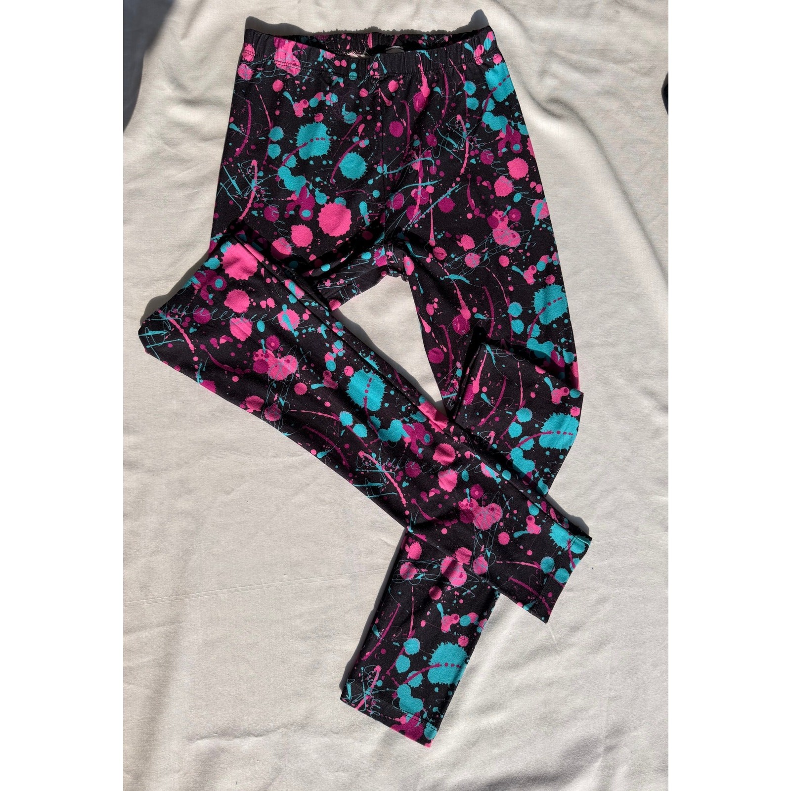 Y2K Retro Sissycos NWT Black Artistic Splash 80s 90s Funky Graffiti Leggings S