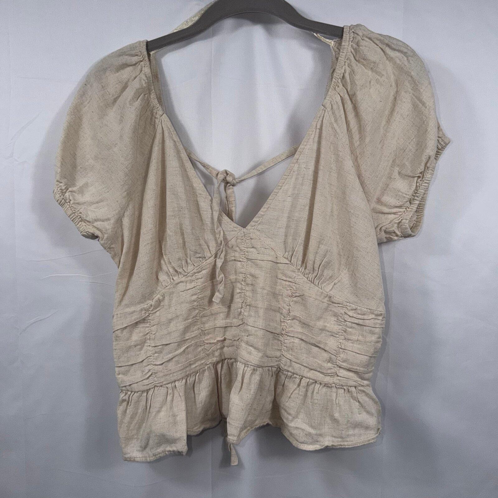 SIM & SAM Women’s Linen Blend Peasant Top Size XL