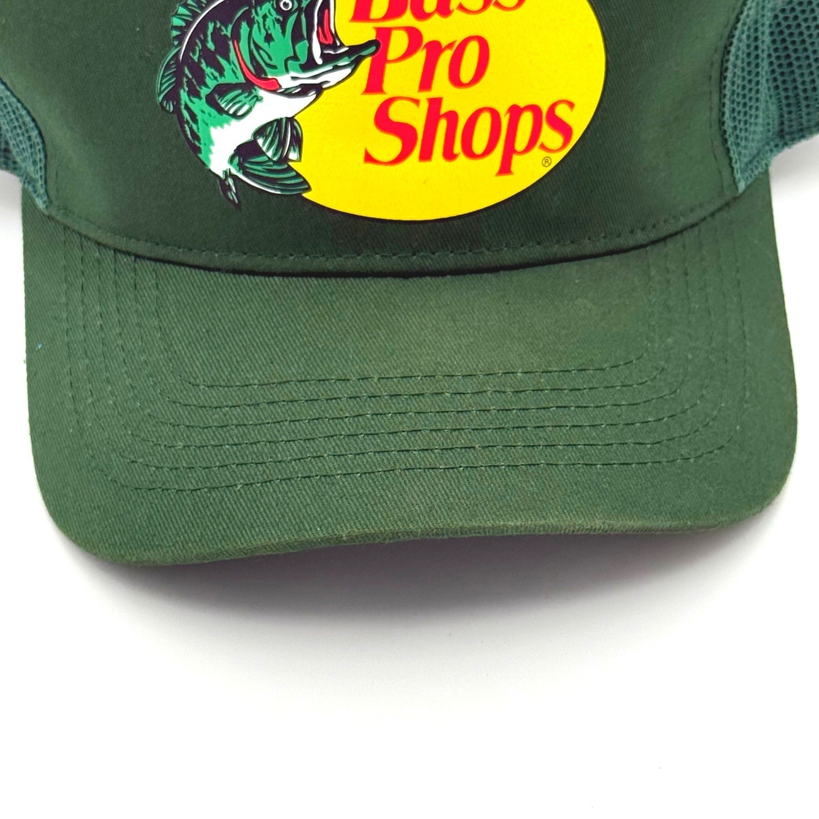 Bass Pro Shops Trucker Hat Green Mesh Snapback Fishing Cap One Size Fits Most