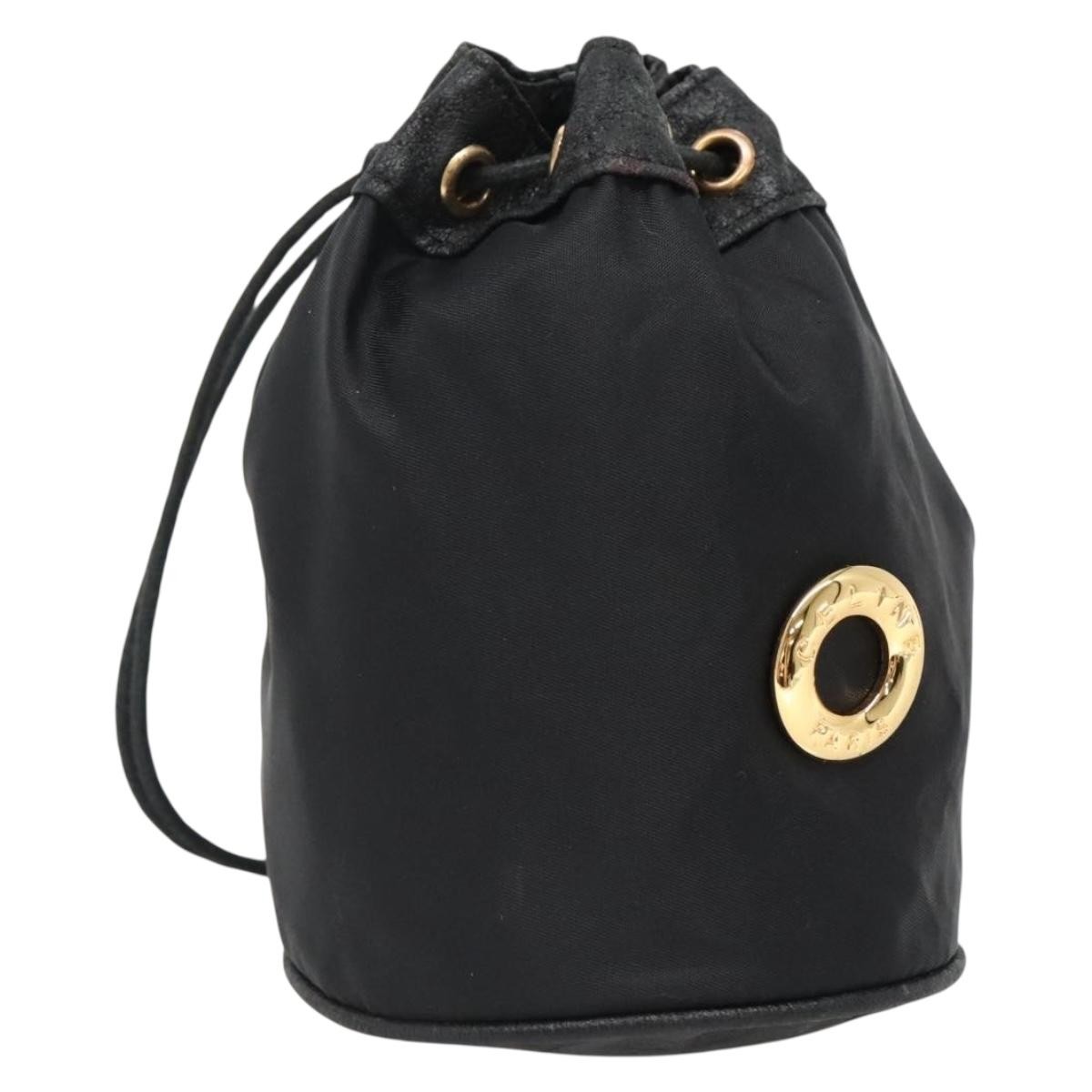 CELINE Pouch Nylon Black Gold Auth 129752